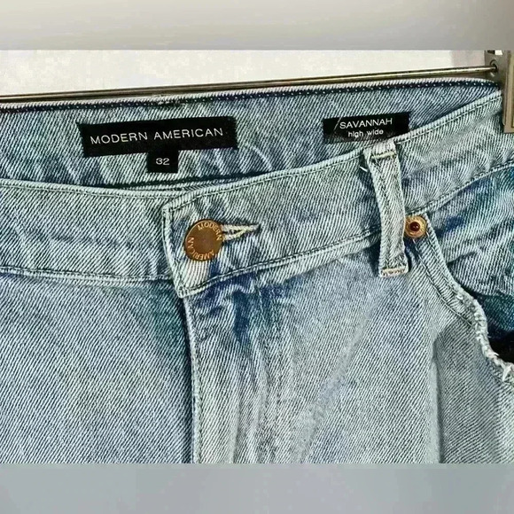 Modern American "Savannah" high waist wide leg distressed jeans size 32 - Picture 6 of 9